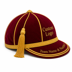 Casquettes de sport formelles en velours personnalisées en gros avec pompon doré et logo brodé, circonférence de tête réglable pour le football - Product Image 5
