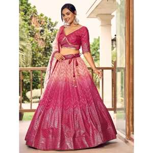 ชุดแต่งงานสีชมพูคู่กับชุด lehenga choli - Product Image 2
