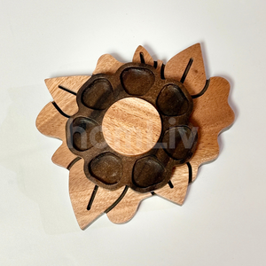 OEM Natural Eco Friendly Teak Wood Flower <b>Coaster</b> <b>Set</b> Sustainable Food Safe No Paint and Varnish Halal Customized Cup Mat Holder - Product Image 3