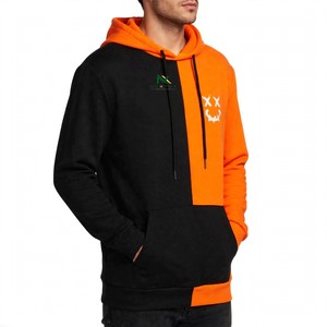 Sudadera con Capucha Personalizada Negra y Naranja con Diseño Vertical, Sudadera de Forro Polar con Gráfico de Cara Sonriente para Hombre, Ropa Urbana, Venta al por Mayor de Fábrica OEM - Product Image 4