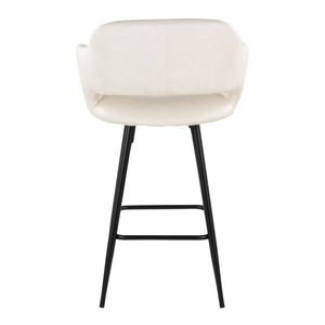 Tabouret de bar contemporain de 26 po à hauteur fixe en métal noir et simili cuir crème avec repose-pieds carré en métal noir, lot de 2 - Product Image 5