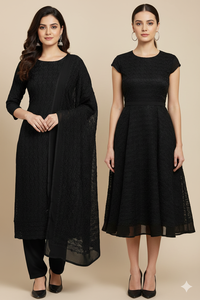 ผ้าจอร์เจตต์ 44 แพนนา พรีเมียม สีดำสนิท ผ้าจอร์เจตต์ปักลายละเอียดอ่อนทั่วผืน ใช้งานได้หลากหลาย ความกว้าง 44 นิ้ว - Product Image 3