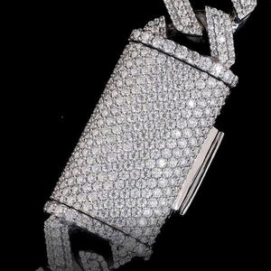 Wholesale Price 20mm 22mm S925 Cuban Link Chain White Gold 3Rows Shape Hip Hop Jewelry <b>Iced</b> <b>Out</b> Moissanite Cuban Chain Necklace - Product Image 5