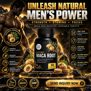 Suplemento de Extracto de Raíz de Maca Halal Elma Food, 60 Tabletas Masticables, Apoyo Energético para Hombres, Metabolismo, Circulación, GMP, HACCP - Product Image 1