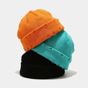 Winter Double Layer Thick Plain Customize <b>Beanie</b> Solid Custom Logo Warm Breathable <b>Waterproof</b> Hats Unisex 100% Acrylic - Product Image 1