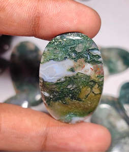 Cabujón de piedras preciosas sueltas de ágata musgo Natural, forma de mezcla pulida, cabujón para hacer todos los tamaños de cristal de colgantes de joyería, piedras preciosas - Product Image 4