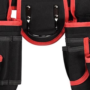 Black <b>Red</b> Tool <b>Belt</b> Waist Pouch Bag with Multiple Pockets Adjustable Strap for Electrician Carpenter Work Organizer - Product Image 3