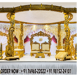 Mandap de mariage exclusif en bois sculpté en forme de cygne, style sud-indien traditionnel - Product Image 1