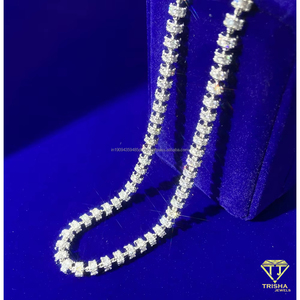 Collar de tenis con diamantes cultivados en laboratorio, plata de ley 925, cadena de eslabones con corte redondo clásico, joyería fina de lujo para mujer, venta al por mayor. - Product Image 2