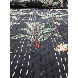 Veste en coton 100% imprimé jungle, style traditionnel indien Kantha, faite à la main, texturée, pour femme, vêtements d'occasion - Product Image 3