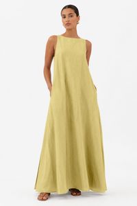Vestido Largo Casual sin Cuello de Seda Dupion con Corte Barco para Todas las Temporadas - Product Image 1