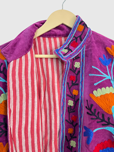 Veste en lin brodée de fleurs, col montant, manches longues, style Prairie Chic, vêtements de printemps pour femmes - Product Image 4