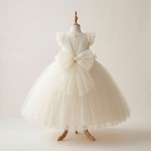Vestido de Fiesta Tutupetti Etherea Ivory para Niña, Estilo Princesa, en Satén Suave de Lujo, para Boda, Primera Comunión, Cumpleaños - Product Image 2