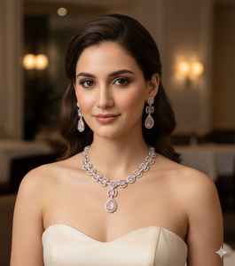 ชุดสร้อยคอทองเหลืองคุณภาพสูงสำหรับผู้หญิง ดีไซน์แบบดั้งเดิม พร้อมเครื่องประดับดีไซน์หรูหราและงานตกแต่งระดับพรีเมียม เหมาะสำหรับงานแต่งงานและเจ้าสาว - Product Image 3