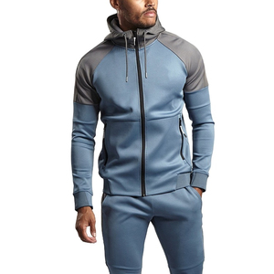 2026 Premium Men's Hooded <b>Tracksuit</b> Solid Color Full Sleeve Zipper Sporty Casual Set Autumn Quick Dry Spandex Polyester Material - Product Image 4