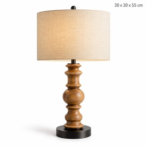 Handcrafted Mango Wood <b>Table</b> Lamp with Iron Base | Wholesale <b>Bedside</b> Lighting - Product Image 1