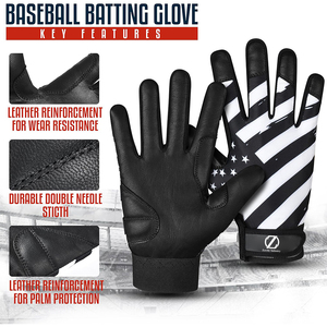 Gants de frappe - Gants de baseball et de softball avec drapeau américain pour jeunes, adultes et unisexe - Product Image 3