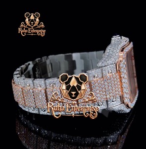Montre mécanique de luxe pour homme en or, entièrement sertie de diamants VVS1 et de moissanite, style hip-hop, automatique - Product Image 3