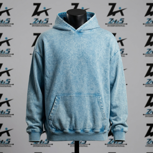 Sweat à capuche en coton et polyester French Terry de haute qualité, délavé à l'acide, style vintage, coupe ample et oversize, lourd - Product Image 1