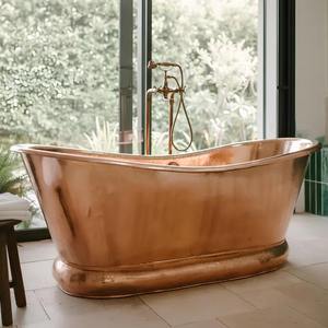 Baignoire autoportante élégante en cuivre martelé à la main, baignoire de luxe pour une décoration de salle de bain moderne et rustique et une relaxation profonde. - Product Image 1