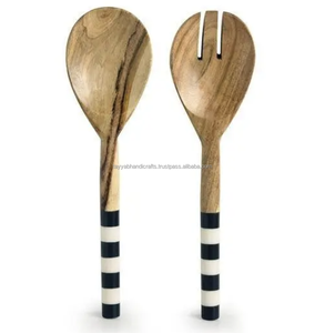 Cuchara de madera personalizable con mango de resina, vajilla de Hotel, cubiertos, juego de cubiertos para el hogar, restaurante, uso para obsequios - Product Image 5