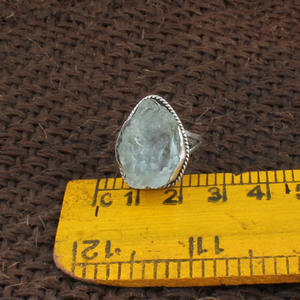 Anillo de Plata de Ley 925 Hecho a Mano con Aguamarina Natural, Gema Auténtica, Joyería Artesanal Vintage, Regalo de Boda para Mujer, Venta al Por Mayor - Product Image 6