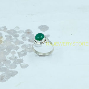 Bague en onyx vert naturel cabochon, argent sterling 925, faite à la main, bague de pierres précieuses, bague statement, bijoux en gros pour cadeau de Noël - Product Image 6