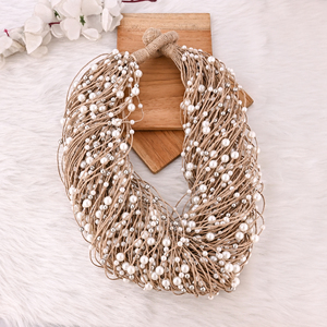 Collier en jute fait main avec perles, style bohème, écologique, superposé, bijou tendance pour femme - Product Image 1