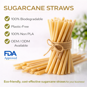 Échantillon gratuit de pailles à boire jetables en PLA à base de plantes, 6 mm, 8,25 pouces, en agave, écologiques, compostables, fabriquées à partir de bagasse de canne à sucre - Product Image 1