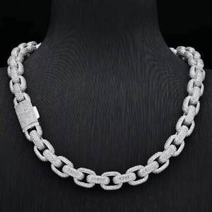 Ice Cubed Moissanite Hip Hop Gold Plated Chain Necklace Link <b>Choker</b> Bezel Set Unisex Party Gift - Product Image 1