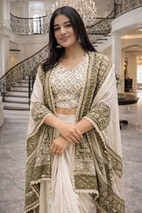 ชุดเลเฮนกาผ้าไหมชีนอนพรีเมียมสไตล์อินเดีย ดีไซน์เนอร์เลเฮนกาแบบบอลลีวูด สำหรับงานปาร์ตี้ งานแต่งงาน ขายดีที่สุด แฟชั่นสำหรับผู้หญิง ชุดสำหรับงานเทศกาล - Product Image 4