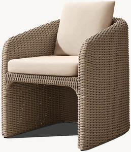 Fauteuil d'extérieur haut de gamme en osier avec coussin, chaise longue moderne en rotin synthétique pour hôtels, complexes hôteliers, villas et projets commerciaux - Product Image 4