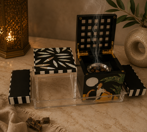 Handmade Wooden Bakhoor Burner Set Glass Storage <b>Box</b> Bone Inlay Oud Incense Burner Arabic Incense Holder Chic <b>Ramadan</b> Decor <b>Gift</b> - Product Image 3