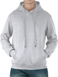 Sweat-shirt à capuche pour homme, gris uni, en coton French Terry, décontracté, manches longues, pour l'automne, coupe classique, avec poche - Product Image 4