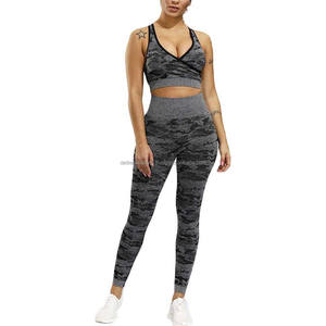 2025 meilleur haute qualité femmes taille haute deux pièces Yoga Gym porter Logo personnalisé XXL taille élastique vêtements de sport - Product Image 1