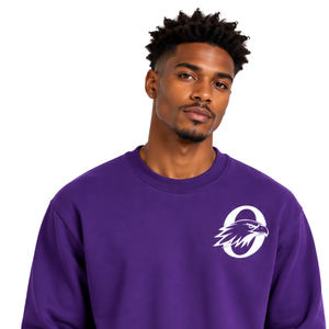Purple <b>Men</b> Sweatshirt Crew Neck <b>Long</b> <b>Sleeve</b> Pullover Casual Fleece <b>Top</b> Customized Logo Streetwear Winter Sportswear Wholesale - Product Image 3