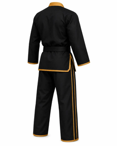 Kimono de judo noir pour homme avec bordure dorée, coupe classique, uniforme d'arts martiaux pour adulte, nouveau design, haute qualité, 100% coton, personnalisable - Product Image 4