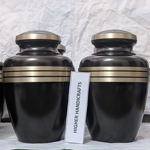Luxury Golden Adult Cremation <b>Urn</b> - <b>Large</b> Handcrafted Metal Funeral <b>Urn</b> - Secure Threaded Lid Memorial Ash Container Wholesale - Product Image 2