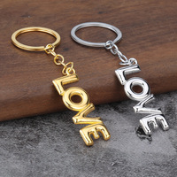 Porte-clés Lettre Ballon LOVE en Alliage Doré Gonflé pour Couples, Accessoire de Sac Saint-Valentin