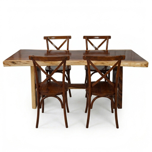 Modern Organic Style Ceko Dining <b>Table</b> Set Crossback Chairs Solid Trembesi Wood <b>Kitchen</b> Dining Furniture <b>High</b> Quality Hot Sale - Product Image 1