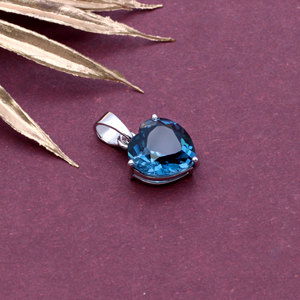 Colgante de Corazón de Topacio Azul de Londres Natural de Plata de Ley 925 al por Mayor para Mujer, Colgante de Gema Solitaria, Joyería Fina, Regalo - Product Image 4