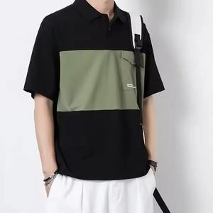 Chemises Polo Casual pour Hommes à Manches Courtes avec Poche, T-shirts à Col Revers, Tops Amples et Respirants, Patchwork, Mode Masculine, T-shirts Oversize - Product Image 4