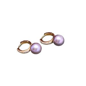 Boucles d'oreilles pendantes fines en argent S925 avec perles d'eau douce Zhuji 9-10mm, rondes, violettes, simples, vente en gros, approvisionnement transfrontalier en direct - Product Image 5