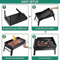 Barbecue portable en acier inoxydable, pliable, compact, pour intérieur, extérieur, camping, équipement de cuisson