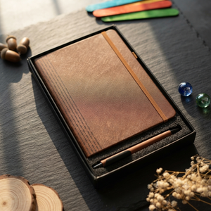 Aurelux Premium Brown PU Velvet Case Bound Diary Ballpoint Pen Gift <b>Set</b> 192 Pages Foiling Elegant <b>Notebook</b> Professional - Product Image 6