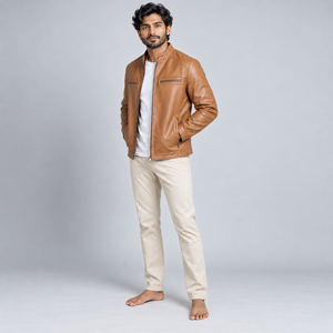 Chaquetas de cuero acolchadas para hombre, elegantes y diseñadas con cuero de calidad, textura suave, costuras resistentes, ajuste cómodo y duraderas. - Product Image 4