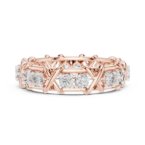 Bague Éternité Unisexe en Or Massif 10K 14K 18K avec Diamants de Laboratoire Ronds à Griffe Croisée, Certifiée IGI, Bijoux Fins - Product Image 3