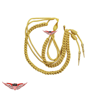 Aiguillette dorée, cordons d'épaule en fil de soie doré, aiguillette torsadée épaisse avec pointe dorée métallique - Product Image 1