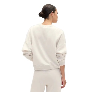 Sweat pour femme de couleur unie à la mode Sweat-shirt à col rond en mélange de coton ultra doux pour un look de style de rue - Product Image 2