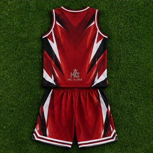 Ensemble d'uniformes de basketball unisexe très demandé, noir et rouge, sublimé, col en V, sans manches, anti-humidité, coupe athlétique, logo personnalisé - Product Image 4